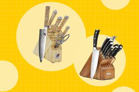 a collage featuring the knives in the roundup 