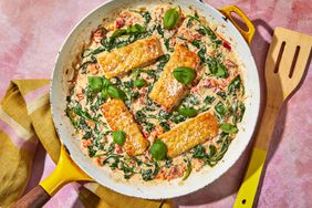 image of Crispy Tempeh Steaks with Sun-Dried Tomato Cream Sauce