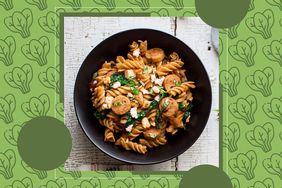 a photo of the One-Pot Spinach, Chicken Sausage & Feta Pasta