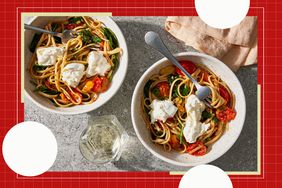 a recipe photo of the Burrata Pasta with Cherry Tomatoes & Spinach