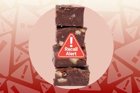 a collage featuring fudge with nuts with the "recall alert" badge