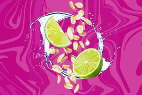 a collage featuring oats, limes, and water