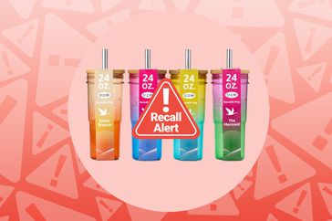 a photo of the Wawa Tumblers with the "recall alert" stamp