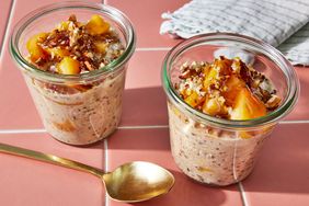  Angled view of a jar of Overnight Oats with Chia Seeds recipe