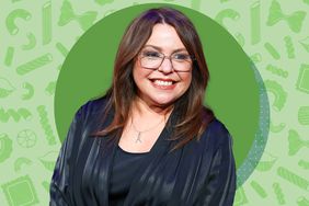 a photo of Rachael Ray with an illustrated pasta background