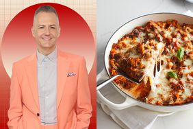 a side by side of Ross Mathews and EatingWell's Spaghetti Squash Casserole