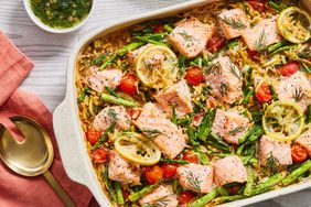 a recipe photo of the Salmon Orzo Casserole with Lemon Dill