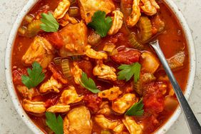 a recipe photo of the Shrimp & Fish Stew served in a bowl