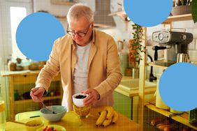 a photo of a man making his breakfast