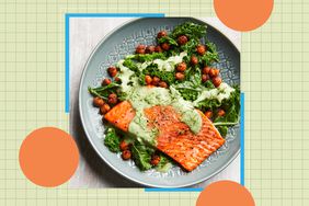 a recipe photo of the Roasted Salmon with Smoky Chickpeas & Greens