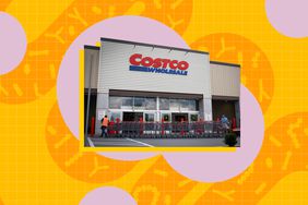 a photo of a Costco storefront with an illustration of a gut in the background