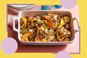 a recipe photo of the Herb-Roasted Chicken with Potatoes, Olives & Feta