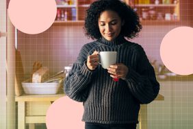 a photo of a woman having a cup of tea