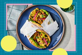 a recipe photo of the Roasted Chickpea & Cauliflower Pitas with Sun-Dried Tomato Sauce