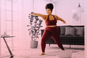 a photo of a person doing yoga in their home
