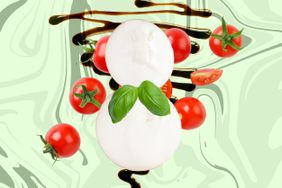 a collage to show the ingredients to make the Burrata Snowman