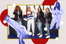 a collage featuring some of the Olympians wearing gear that was featured in the 2024 Team USA Olympics swag bag