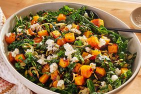 Warm Butternut Squash & Kale Salad with Goat Cheese & Pepitas