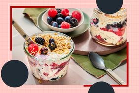 a recipe photo of EatingWell's Mixed Berry Cheesecake-Inspired Overnight Oats