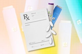 a collage featuring a written prescription, various GLP-1 injector pens, and GLP-1 medicine in pill form