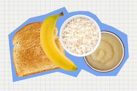a collage featuring some of the foods in the BRAT diet