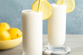 two glasses of whipped frozen lemonade