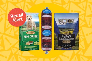 a collage featuring the dog food that has been recalled