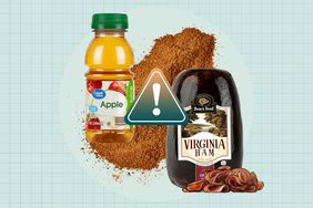 a collage featuring the Great Value Apple Juice, ground cinnamon, and Boar's Head Virginia Deli Ham