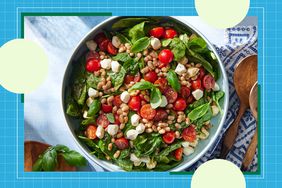 a recipe photo of the No-Cook White Bean & Spinach Caprese Salad