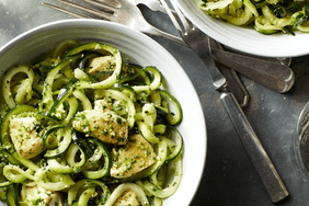 Zucchini Noodles with Pesto & Chicken